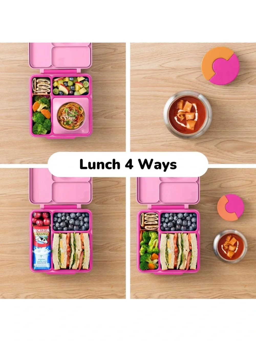 OMIE Box Insulated Bento Lunch Box with Leakproof Thermos Food Jar 3 Compartment